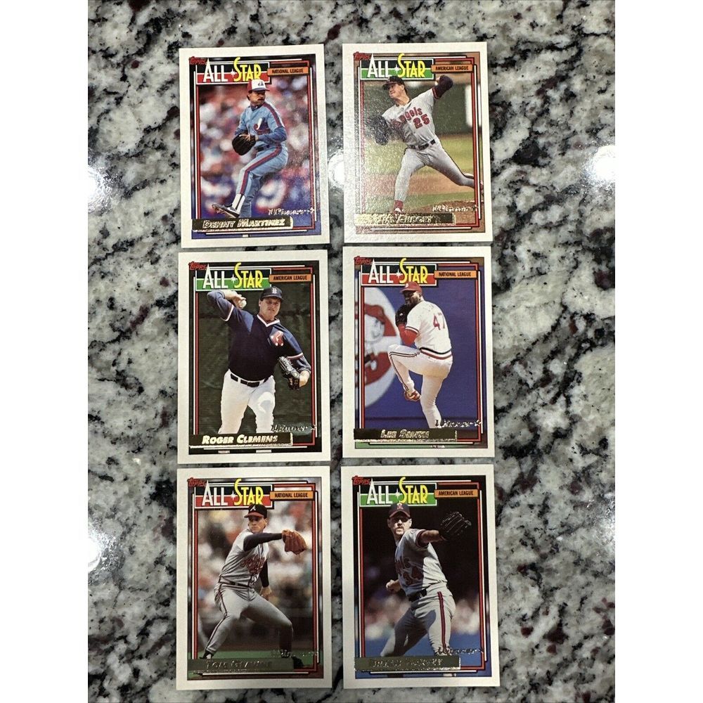 LOT OF 6 1992 TOPPS GOLD WINNER BASEBALL All Star Clemens Glavine Smith Abbott